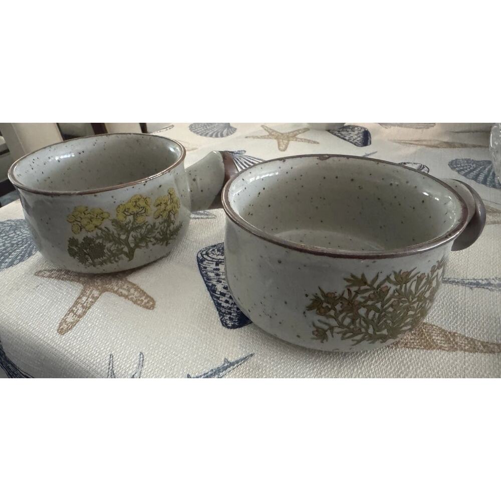 Vintage Pair Of Takahashi Japanese Floral Stoneware mugs